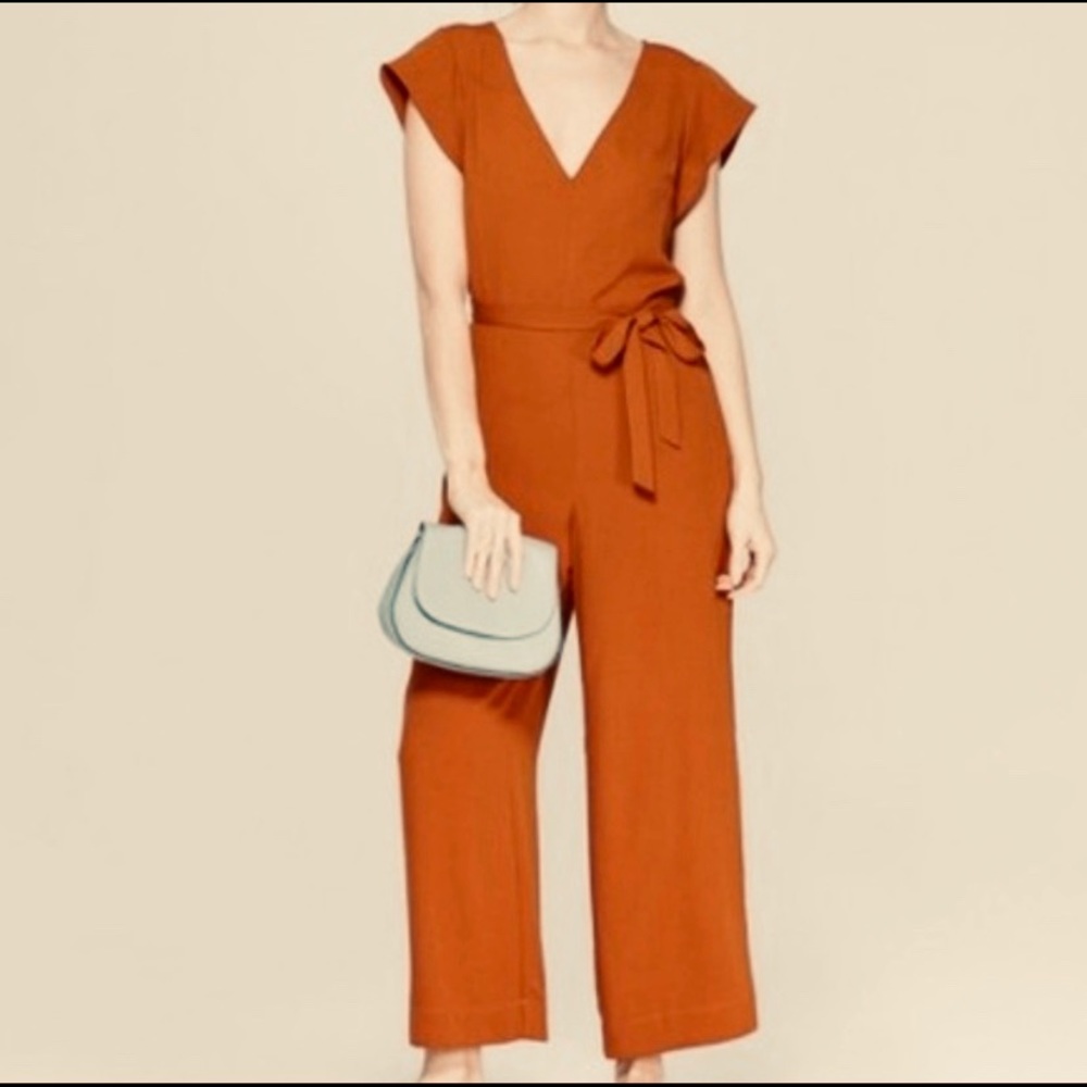 Burnt Orange Wide Leg Jumpsuit - size M